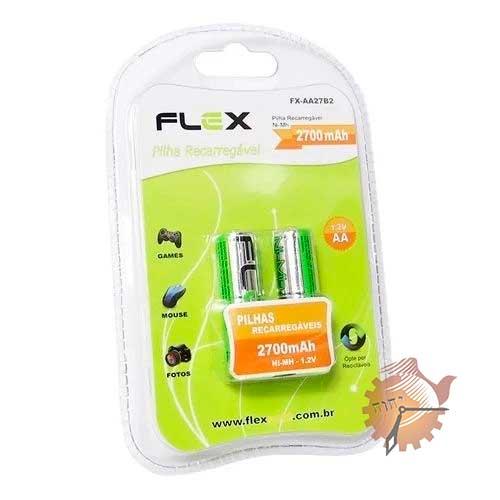 Pilha AA Recarregável Flex 2 Unidades - 2700mAh