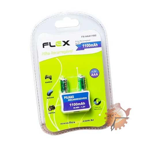 Pilha AAA Recarregável Flex 2 Unidades - 1100mAh 