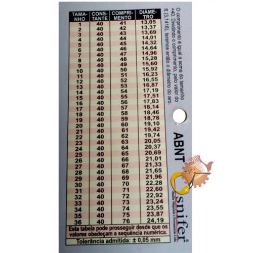Calibre Bastão para Medir Anéis Osnifer - Norma ABNT