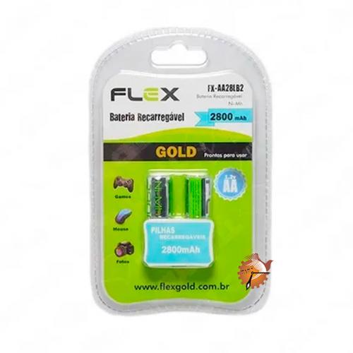 Pilha AA Recarregável Flex 2 Unidades - 2800mAh 