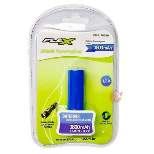 Bateria Recarregável 3.7V 3800 Mah Lithium Flex - FX-L18650 Azul