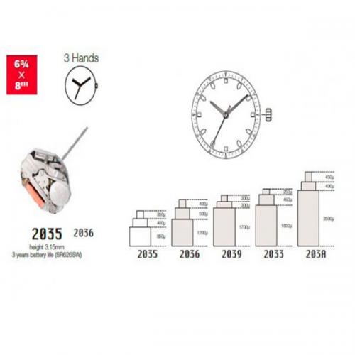 Mecanismo para Relógio Miyota 2035 - Eixo Normal